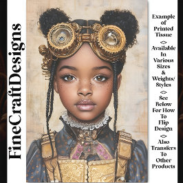 Sweet Steampunk Dark Skin Niedlich Girl AD2 Decoup Seidenpapier