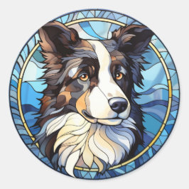 Sweet Stected Glass Australian Shepherd Dog Runder Aufkleber