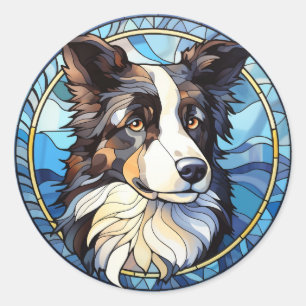 Sweet Stected Glass Australian Shepherd Dog Runder Aufkleber