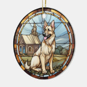 Sweet Stected Glass German Shepherd Dog Keramik Ornament (Links)