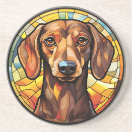Sweet Stined Glass Dachsund Dog Getränkeuntersetzer