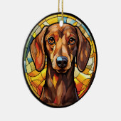 Sweet Stined Glass Dachsund Dog Keramik Ornament (Rechts)