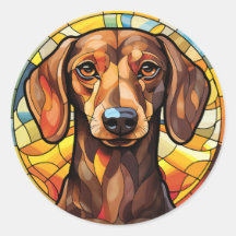 Sweet Stined Glass Dachsund Dog