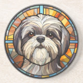 Sweet Stined Glass Dog Shih Tsu Getränkeuntersetzer (Vorne)