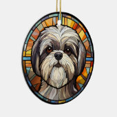 Sweet Stined Glass Dog Shih Tsu Keramik Ornament (Rechts)