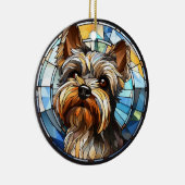 Sweet Stined Glass Dog Yorkshire Terrier Keramik Ornament (Rechts)
