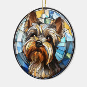Sweet Stined Glass Dog Yorkshire Terrier Keramik Ornament (Links)