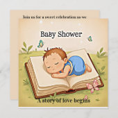 Sweet Story Baby Shower Invitation – Cozy Sleeping Einladung (Vorne/Hinten)