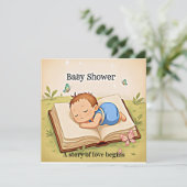 Sweet Story Baby Shower Invitation – Cozy Sleeping Einladung (Stehend Vorderseite)