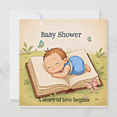 Sweet Story Baby Shower Invitation – Cozy Sleeping Einladung (Vorderseite)