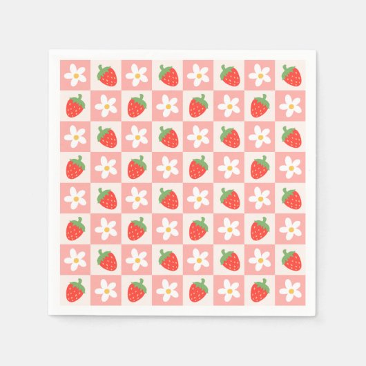Sweet Strawberries & Blume Napkins Serviette (Vorderseite)