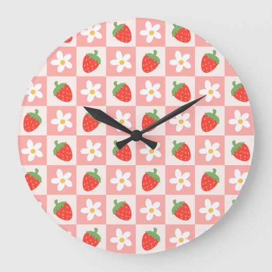 Sweet Strawberries & Blume Uhr (Vorderseite)
