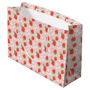 Sweet Strawberries & Daisies Große Geschenktasche Geschenktüte