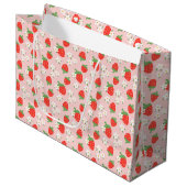 Sweet Strawberries & Daisies Große Geschenktasche Geschenktüte (Vorderseite Schrägansicht)