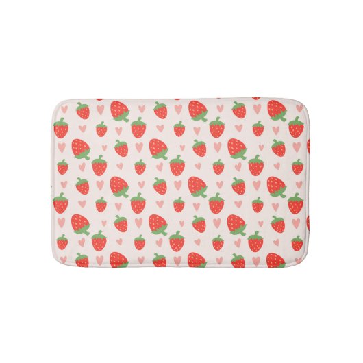 Sweet Strawberries & Hearts Bath Mat Badematte (Vorderseite)