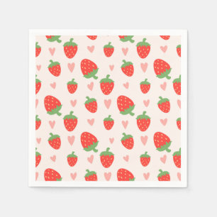 Sweet Strawberries & Hearts Napkins Serviette