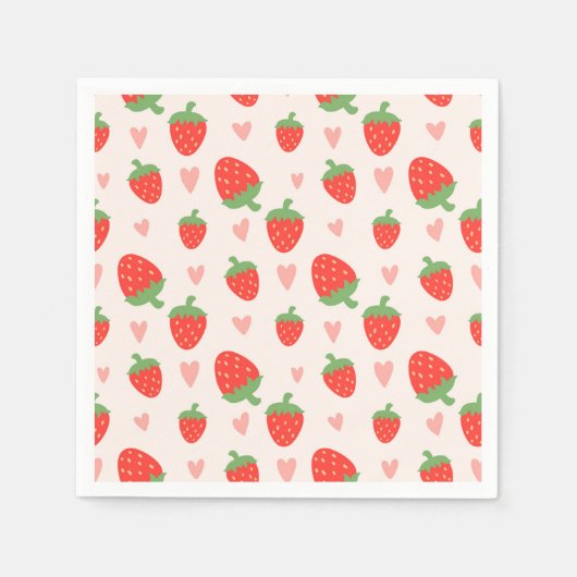 Sweet Strawberries & Hearts Napkins Serviette (Vorderseite)