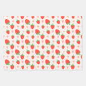 Sweet Strawberries & Hearts Wrapping Paper Set Geschenkpapier Set (Vorderseite)