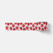 Sweet Strawberries Muster auf rosa Satinband (Vorderseite)