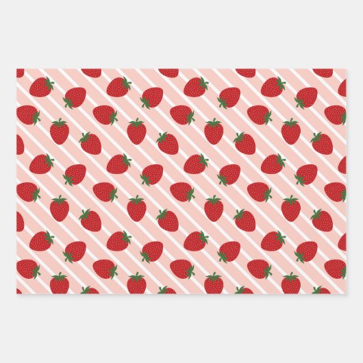 Sweet Strawberries Muster Geschenkpapier Set (Vorderseite 2)