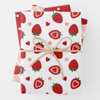 Sweet Strawberries Muster Geschenkpapier Set