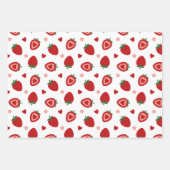 Sweet Strawberries Muster Geschenkpapier Set (Vorderseite)