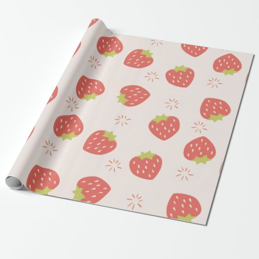 Sweet Strawberries Pattern Geschenkpapier (Ungerollt)