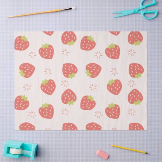 Sweet Strawberries Pattern Tissue Paper Seidenpapier (Basteln)