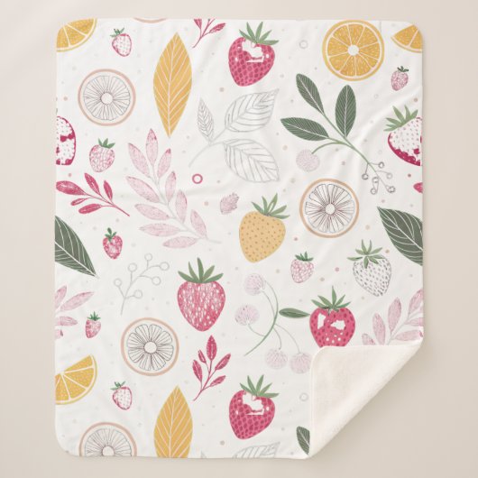 Sweet Strawberries Sherpa Blanket – Medium Sherpadecke (Vorderseite)