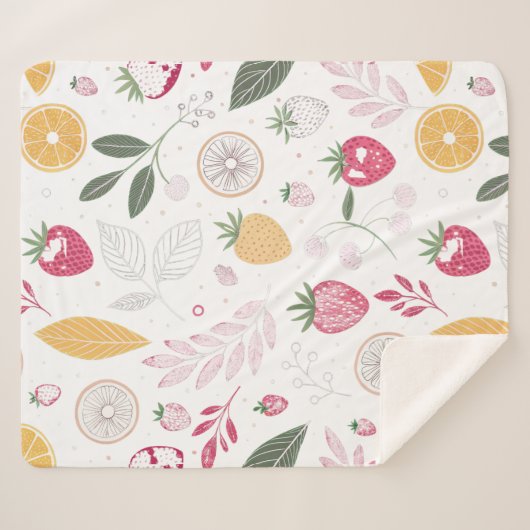 Sweet Strawberries Sherpa Blanket – Medium Sherpadecke (Vorderseite (Horizontal))