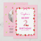 Sweet Strawberry 2. Geburtstag Einladung (Vorne/Hinten)