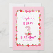 Sweet Strawberry 3. Geburtstag Einladung (Vorderseite)