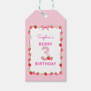 Sweet Strawberry 3. Geburtstag Einladung Geschenkanhänger