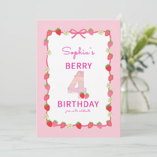 Sweet Strawberry 4. Geburtstag Einladung
