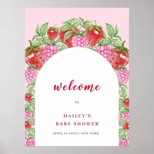 Sweet Strawberry Arch Welcome Baby Dusche Poster (Vorne)