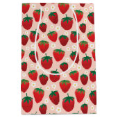 Sweet Strawberry auf Rose Rosa Muster Mittlere Geschenktüte (Vorderseite)