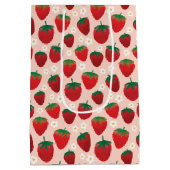 Sweet Strawberry auf Rose Rosa Muster Mittlere Geschenktüte (Rückseite)