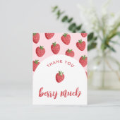 Sweet Strawberry Baby Dusche Danke Postcard Postkarte (Stehend Vorderseite)