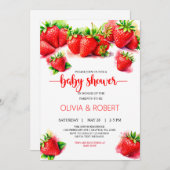 Sweet Strawberry Baby Dusche Einladung (Vorne/Hinten)