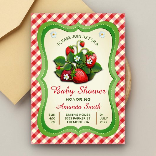 Sweet Strawberry Baby Dusche Einladung