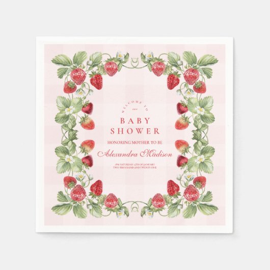 Sweet Strawberry Baby Dusche Serviette (Vorderseite)