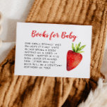 Sweet Strawberry Baby Showbuchanfrage Begleitkarte<br><div class="desc">Niedliche Babyduscherkarte zum Thema "Süßbeere" mit einer Abbildung von Erdbeeren. Die Karte frage den Gästen,  anstelle einer Karte ein neues oder gebrauchtes Kinderbuch einzuführen. Ideal für eine Mädchendusche im Sommer.</div>