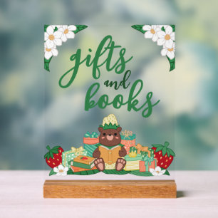 Sweet Strawberry Bear gibt Bücher Kinderdusche Acrylschild