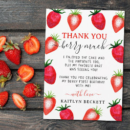 Sweet Strawberry Berry Erster Geburtstag Dankeskarte
