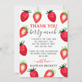 Sweet Strawberry Berry Erster Geburtstag Dankeskarte (Vorderseite)