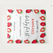 Sweet Strawberry Berry Erster Geburtstag Party Wandteppich (Vorderseite (Horizontal))