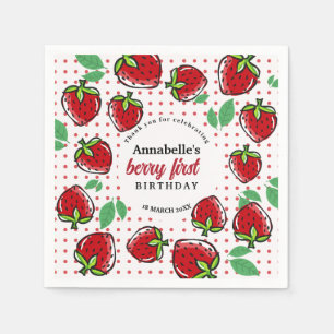 Sweet Strawberry Berry Erster Geburtstag Serviette