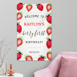 Sweet Strawberry Berry Erster Geburtstag Willkomme Banner