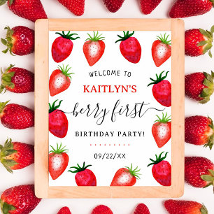 Sweet Strawberry Berry Erster Geburtstag Willkomme Poster