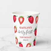Sweet Strawberry Berry First 1st Birthday Pappbecher (Rückseite)